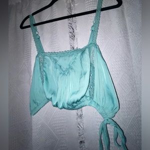 Light Green Cropped Lace Top-  Urban Outfitters